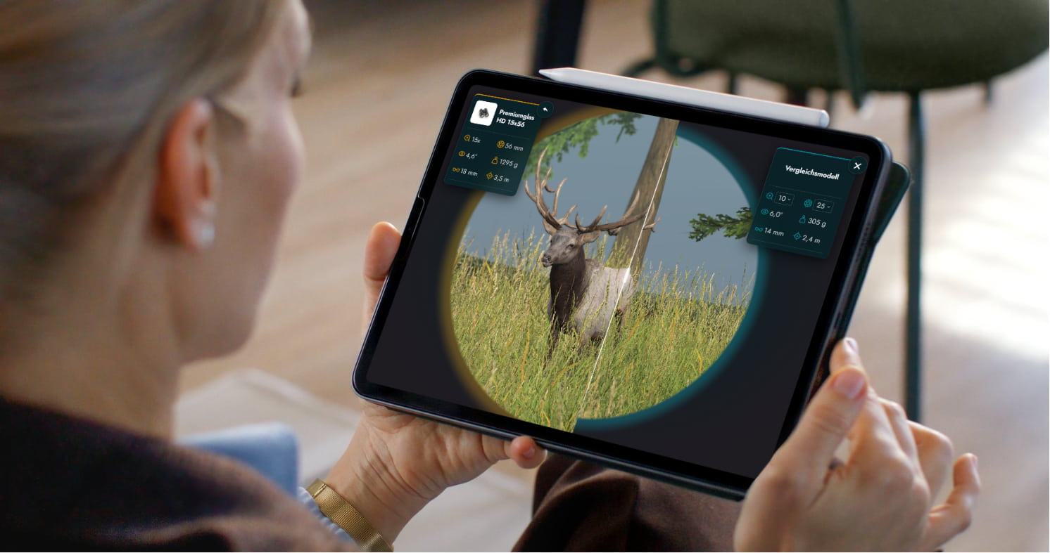 Zoomulate Fernglas-Simulation auf einem Tablet